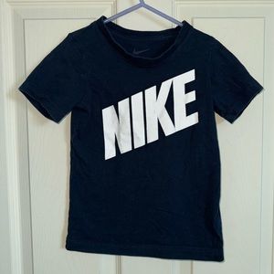Boys size 6 Nike Tee Shirt Navy Blue 100% Cotton Big Letters NIKE